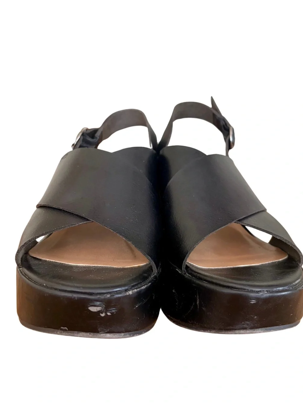 Seychelles Black Crisscross Platform Slingback Sandals Size 7.5